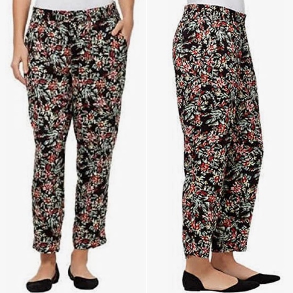 {Jessica Simpson} Floral Print Pull On Ankle Pants